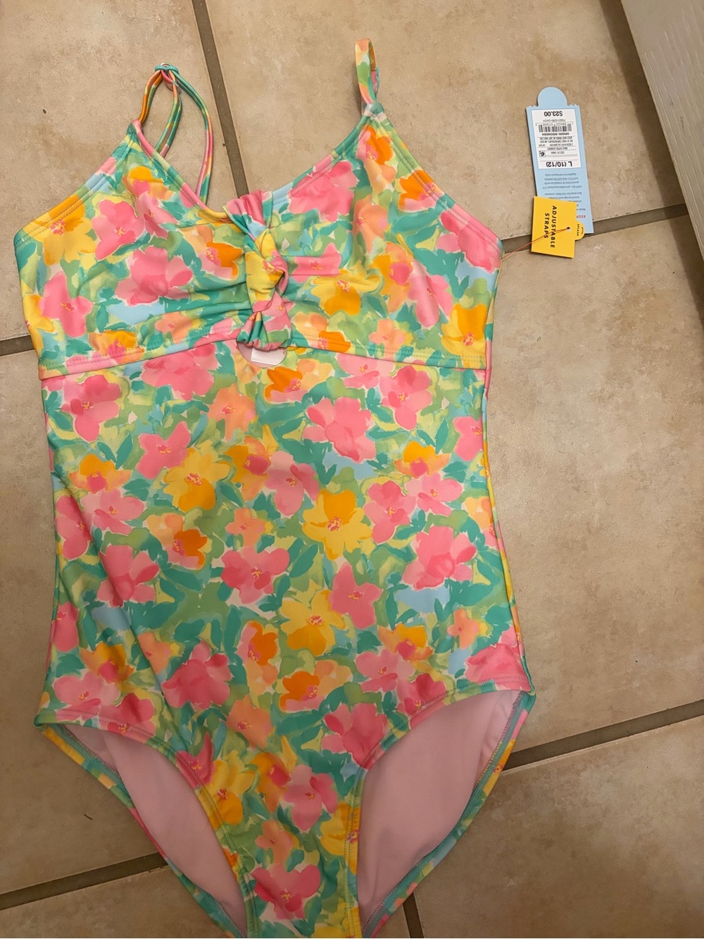 Cat&Jack Kids Floral One-Piece Swimsuit - Pink, Yellow & Teal